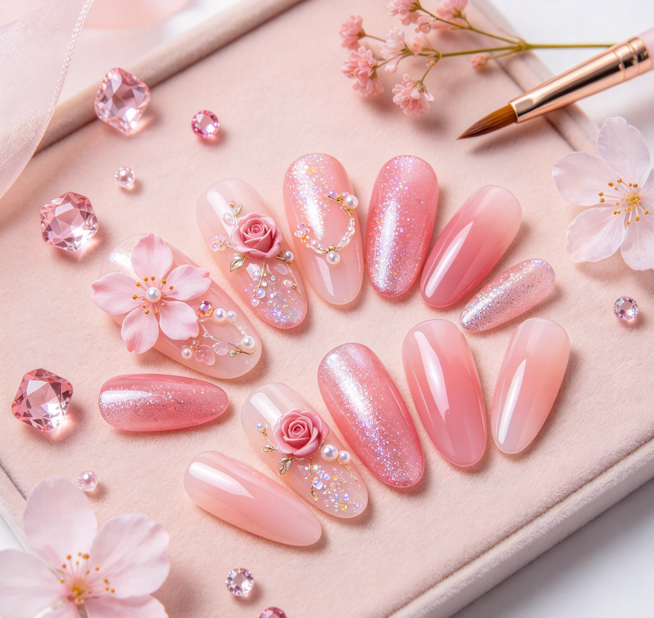 Pink-Tone Custom Manicure